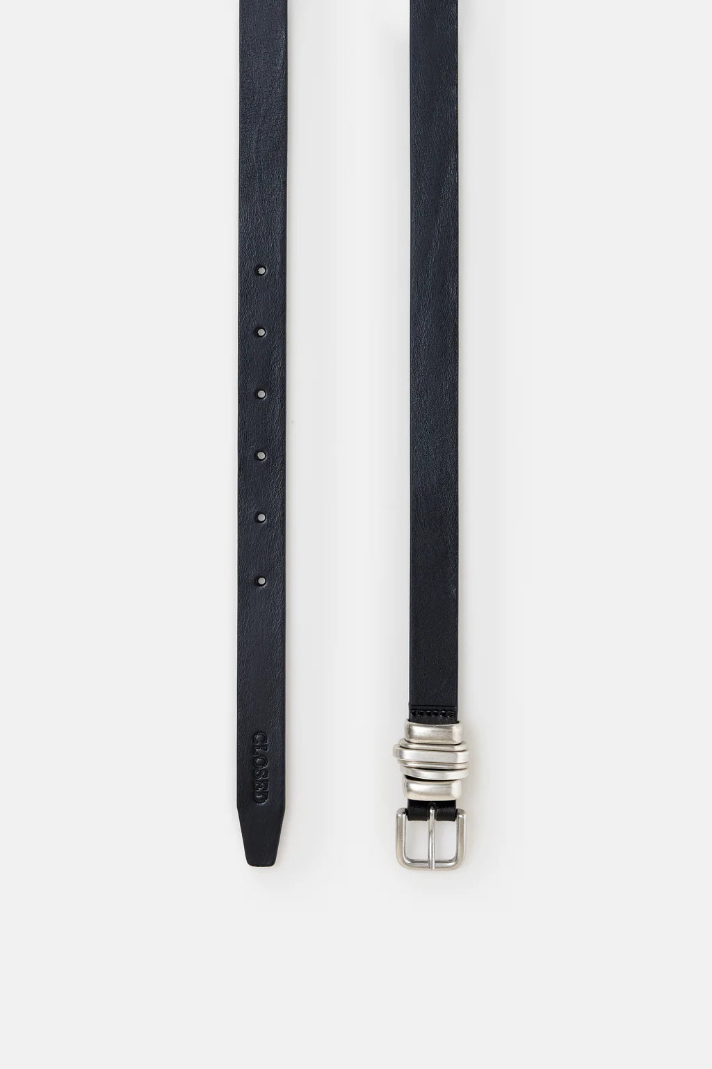 CLOSED LEATHER BELT WITH BUCKLE BLACK