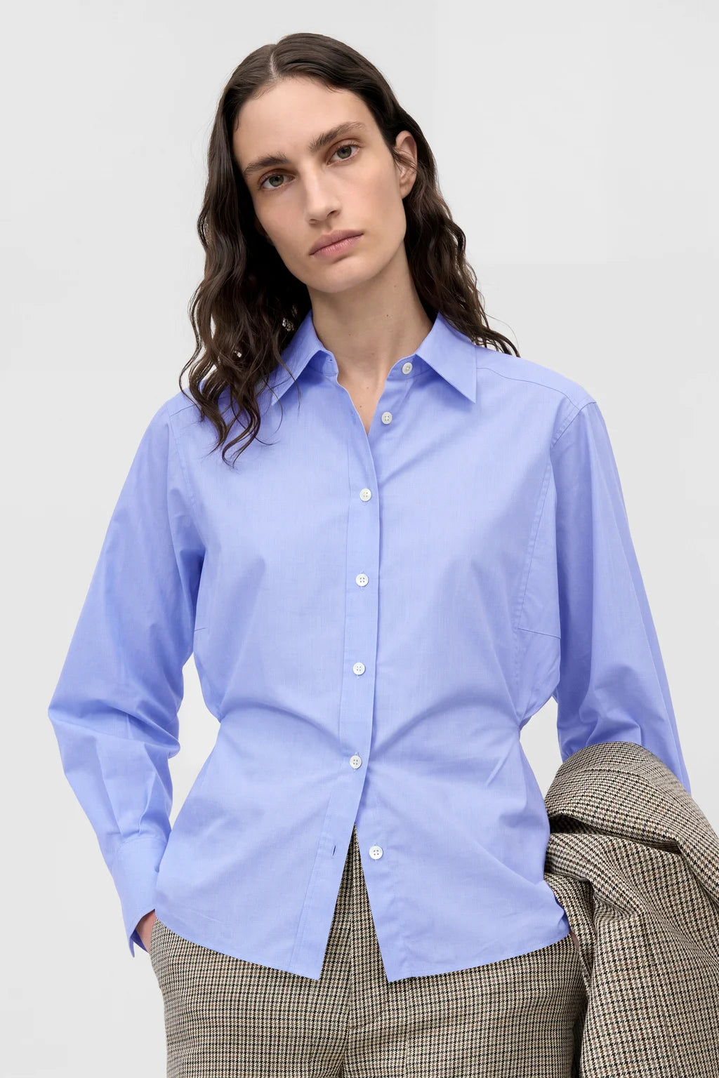 CLOSED WAISTED COTTON BLOUSE BLUE