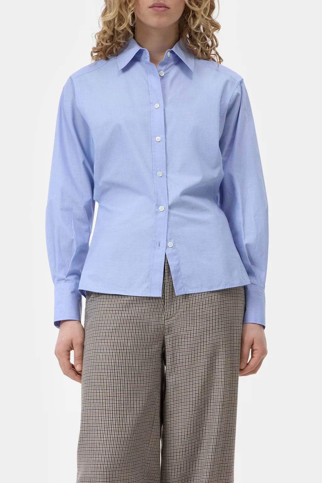 CLOSED WAISTED COTTON BLOUSE BLUE
