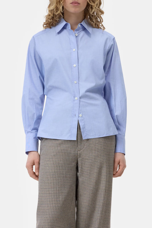 CLOSED WAISTED COTTON BLOUSE BLUE
