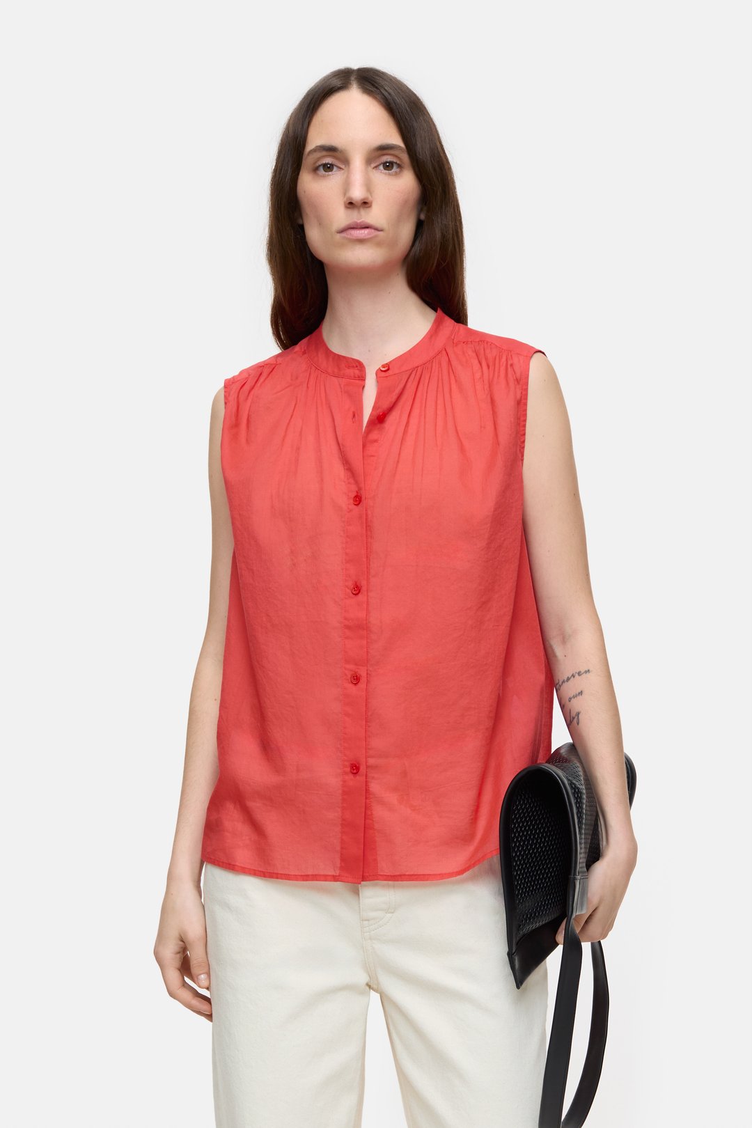 CLOSED COTTON VOILE SLEEVELESS BLOUSE