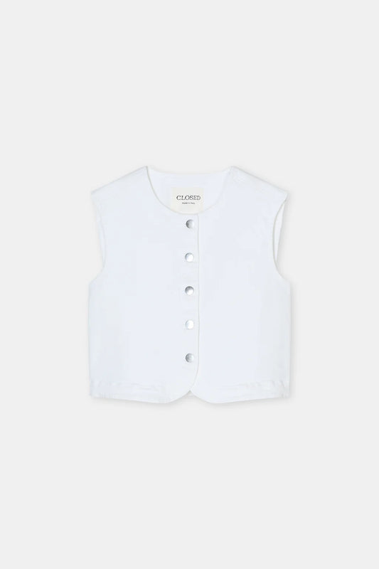 CLOSED DENIM VEST MOUWLOOS WIT