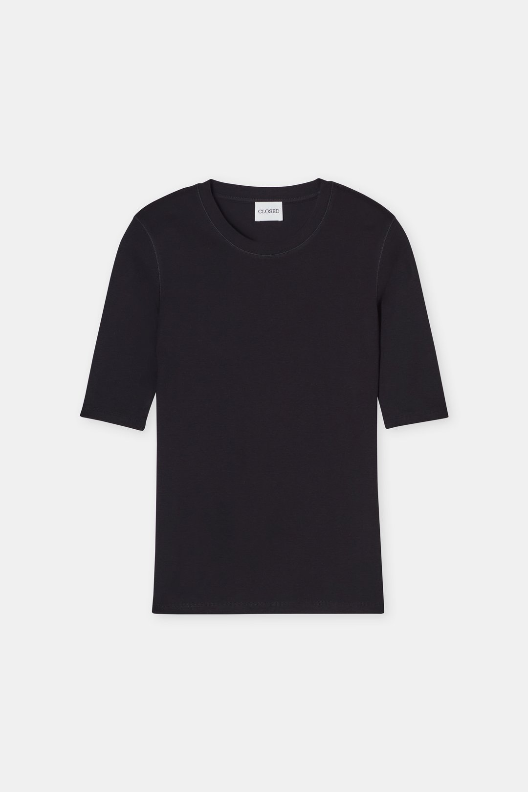 CLOSED RIB JERSEY BASIC TEE BLACK