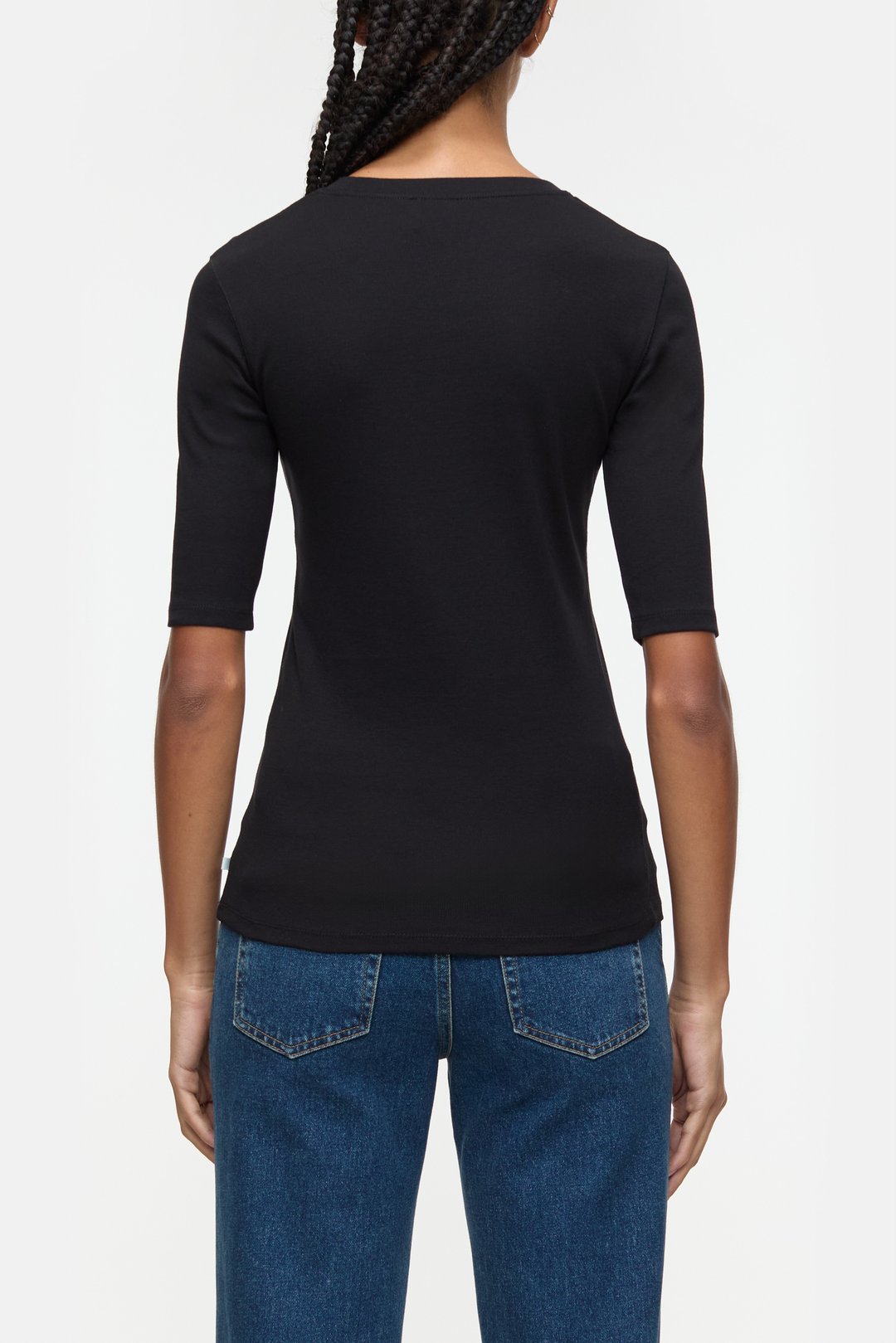 CLOSED RIB JERSEY BASIC TEE BLACK