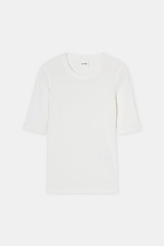 CLOSED RIB JERSEY BASIC TEE IVORY