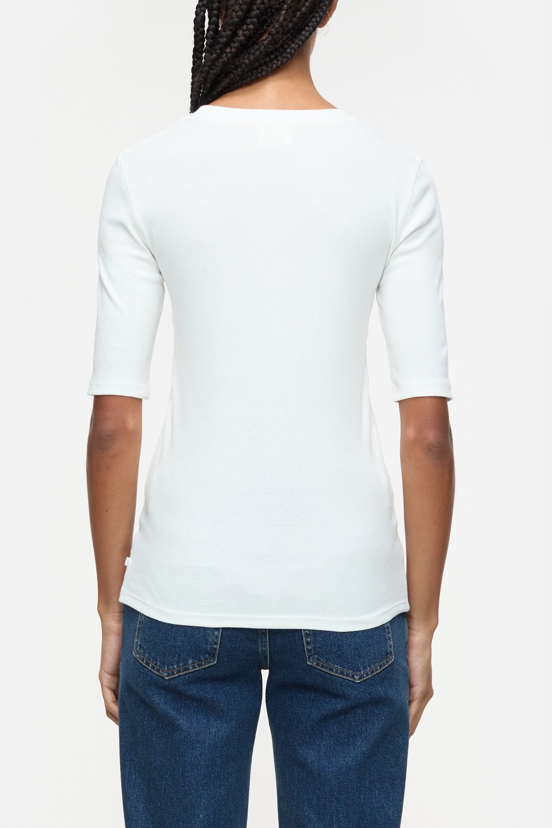 CLOSED RIB JERSEY BASIC TEE IVORY