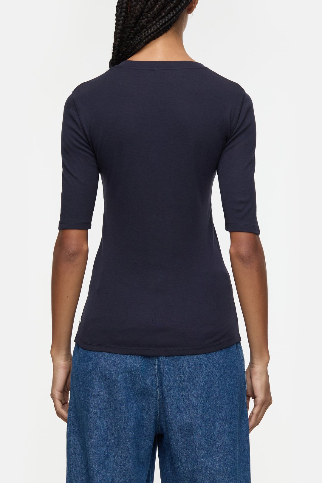 CLOSED RIB JERSEY BASIC TEE DARK BLUE