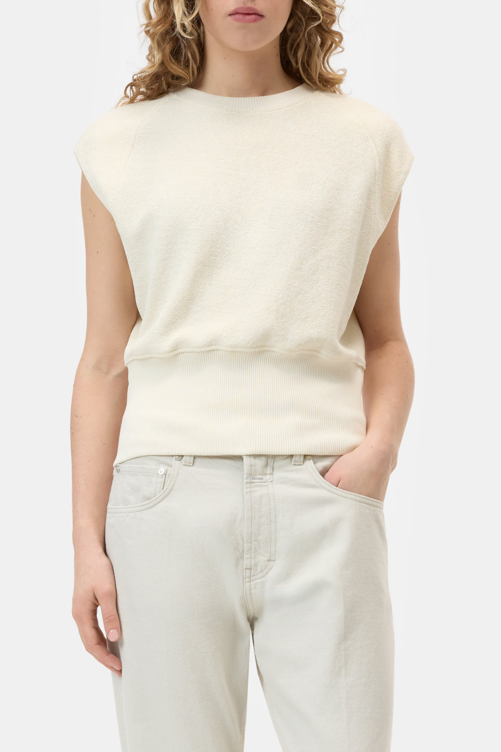 CLOSED FRENCH TERRY SWEATER MOUWLOOS CREAM - S. LABELS