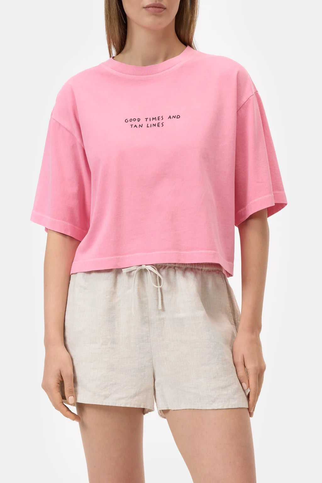 CLOSED BOXY TEE MET TEKST ROZE - S. LABELS