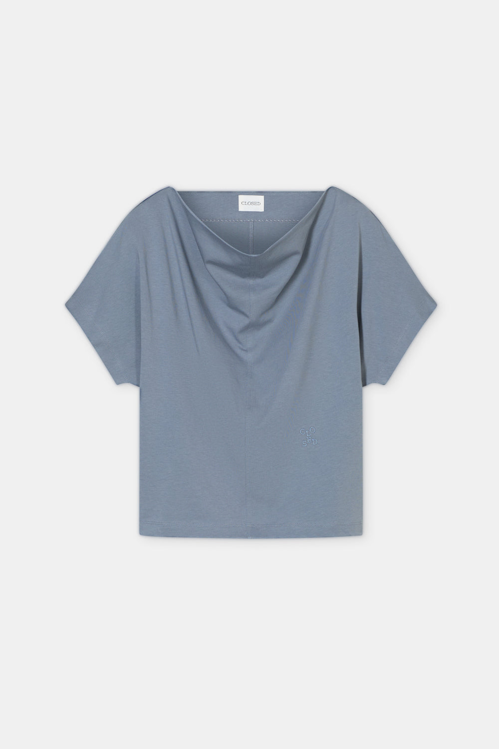 CLOSED T-SHIRT MET LOSVALLENDE HALS BLUE GREY - S. LABELS