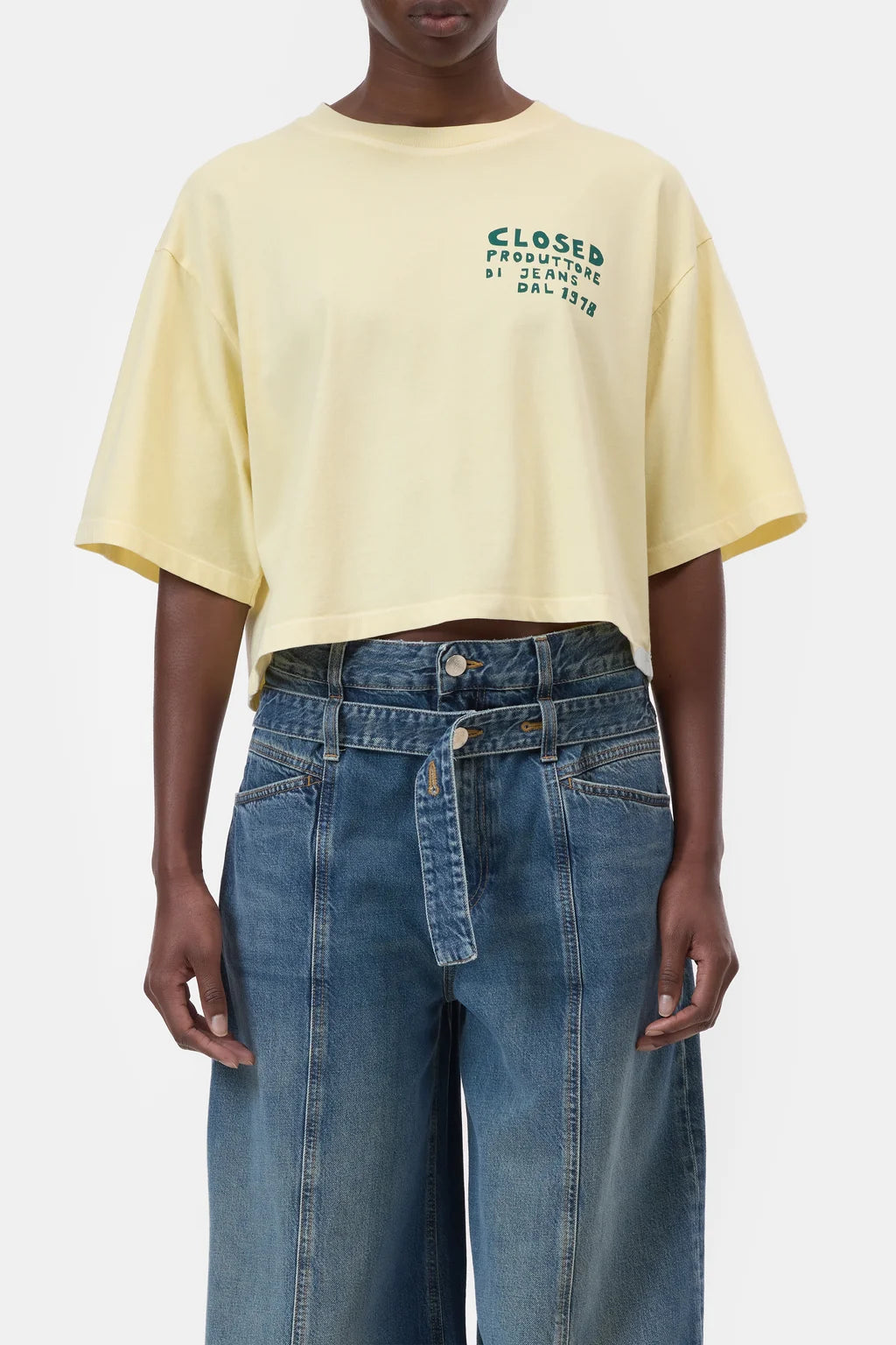 CLOSED BOXY TEE MET OPDRUK SOFT LEMON - S. LABELS