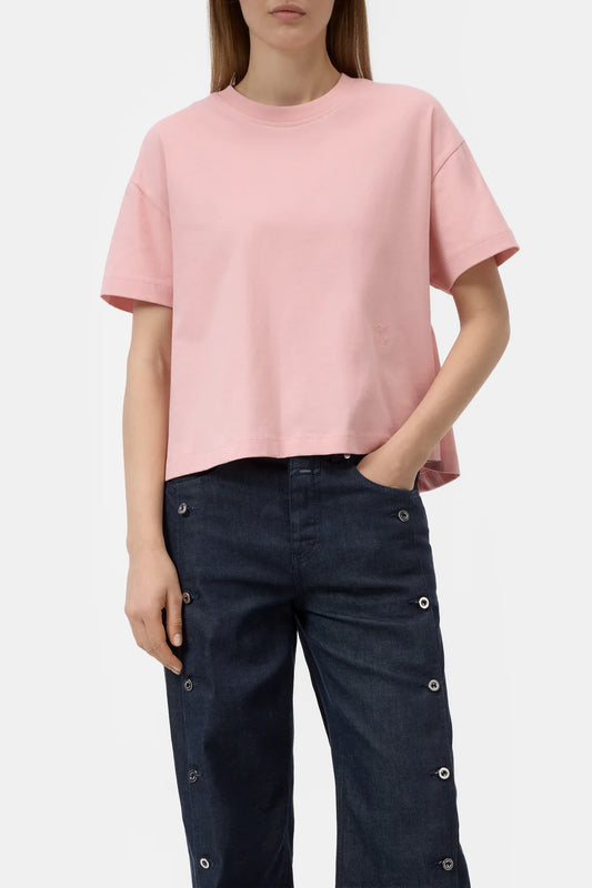 CLOSED COTTON TEE POWDER PINK