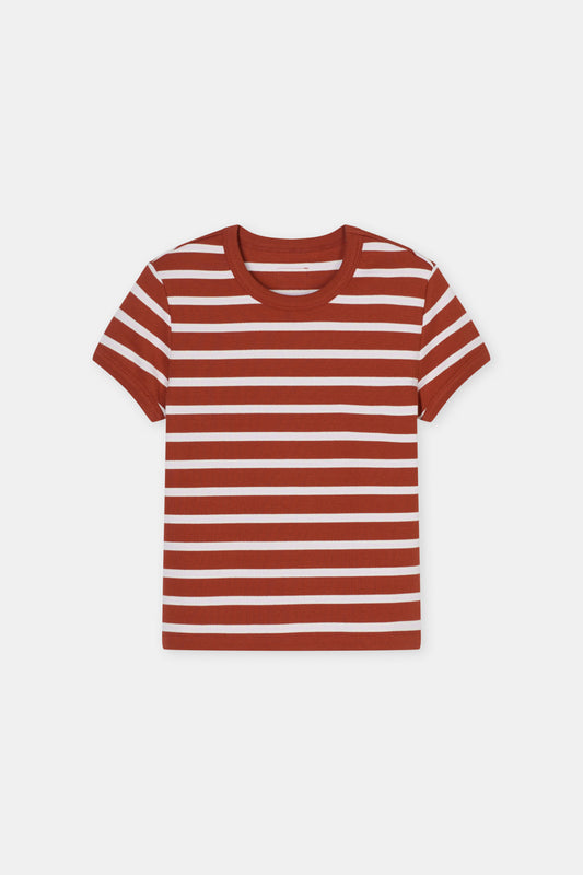 CLOSED RIB STRIPED TEE