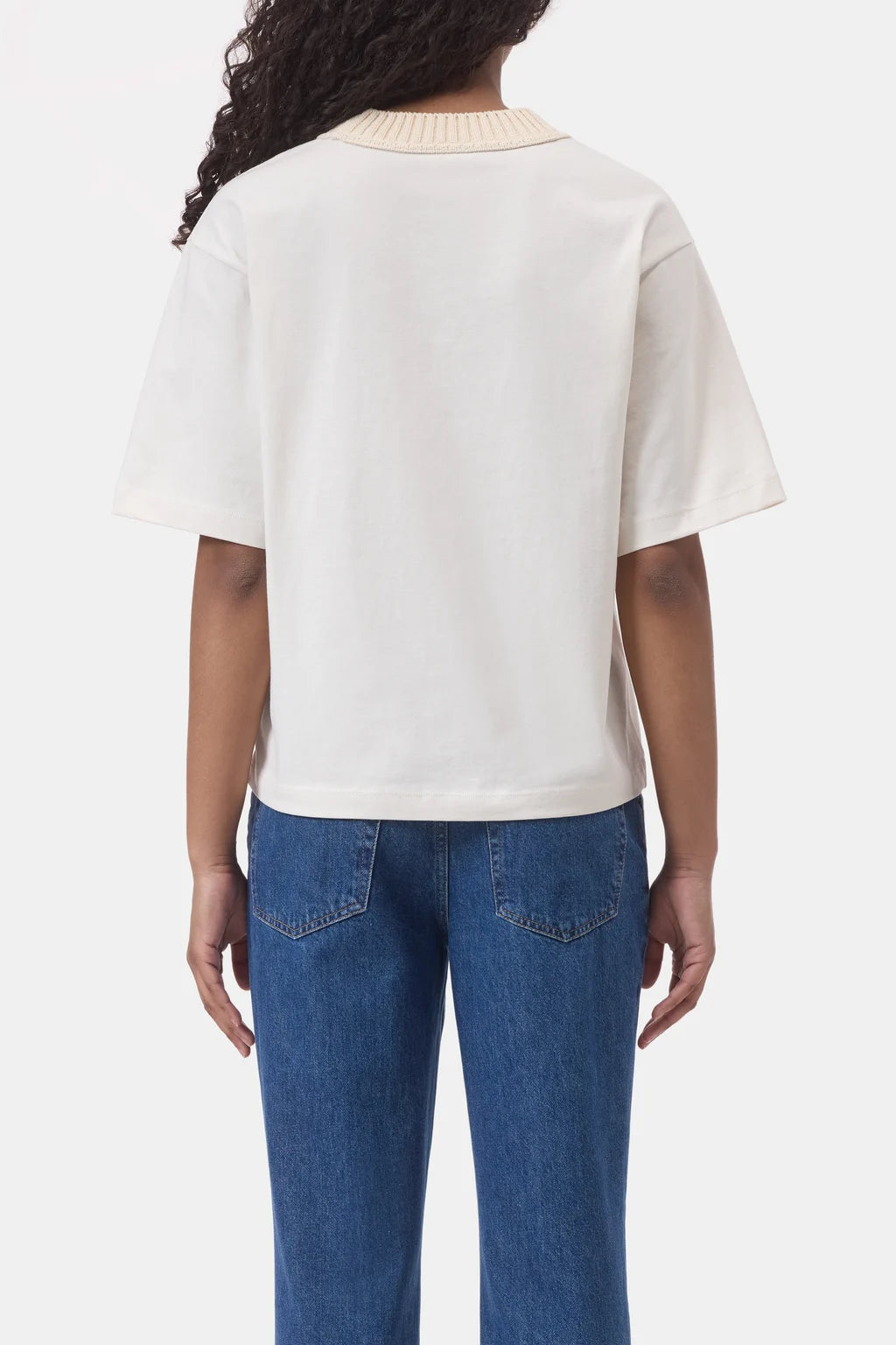 CLOSED KNIT COLLAR TEE CREAM