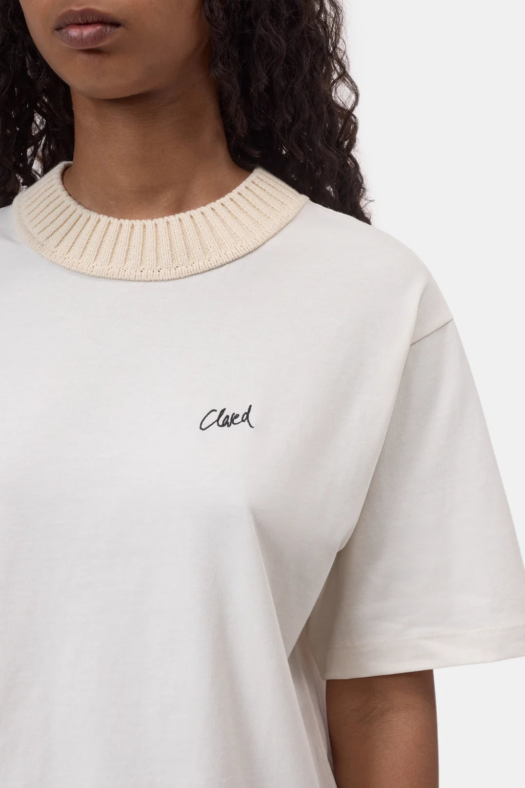 CLOSED KNIT COLLAR TEE CREAM