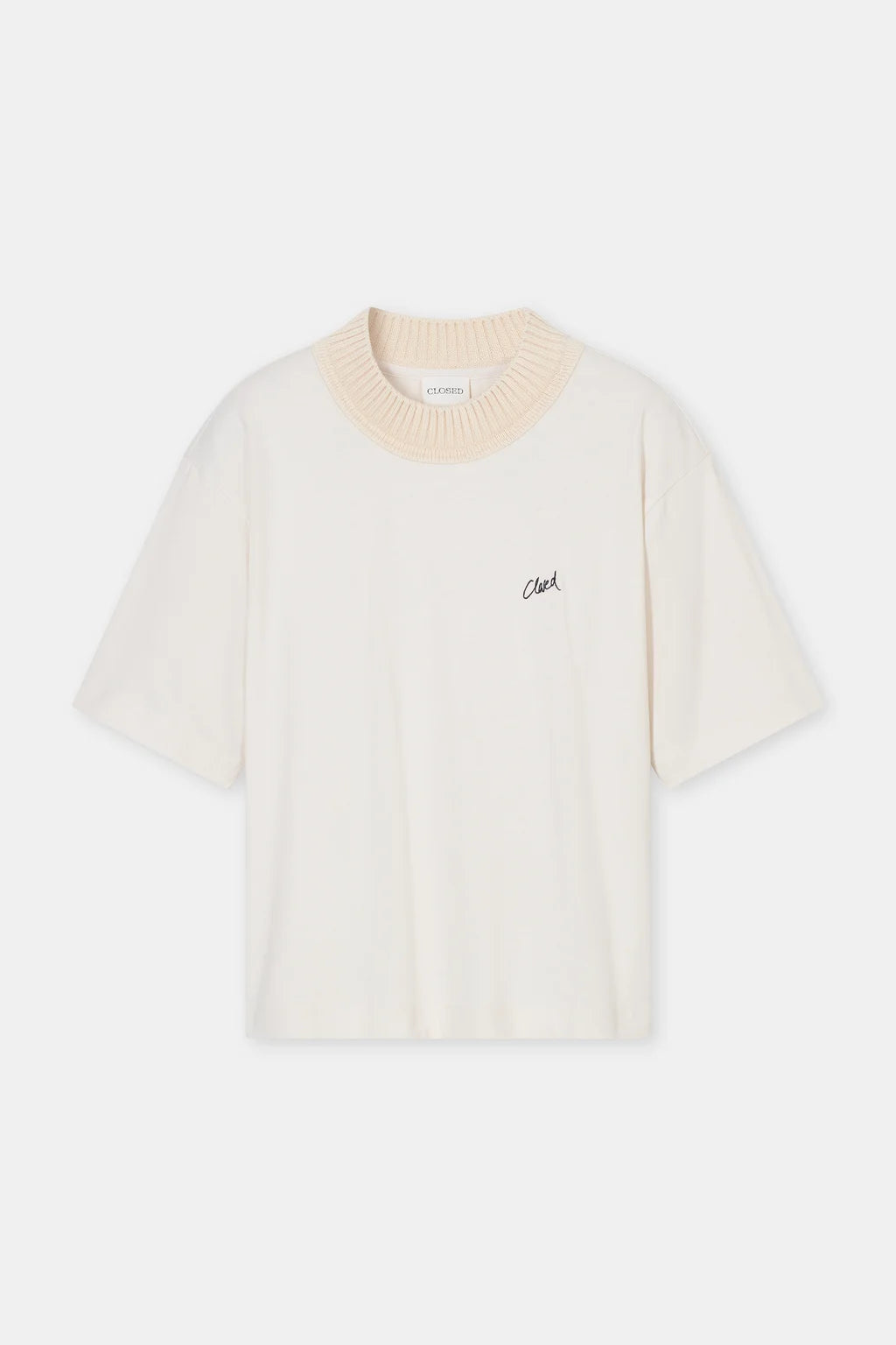 CLOSED KNIT COLLAR TEE CREAM