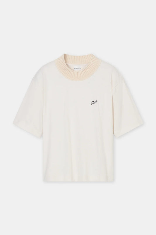 CLOSED KNIT COLLAR TEE CREAM