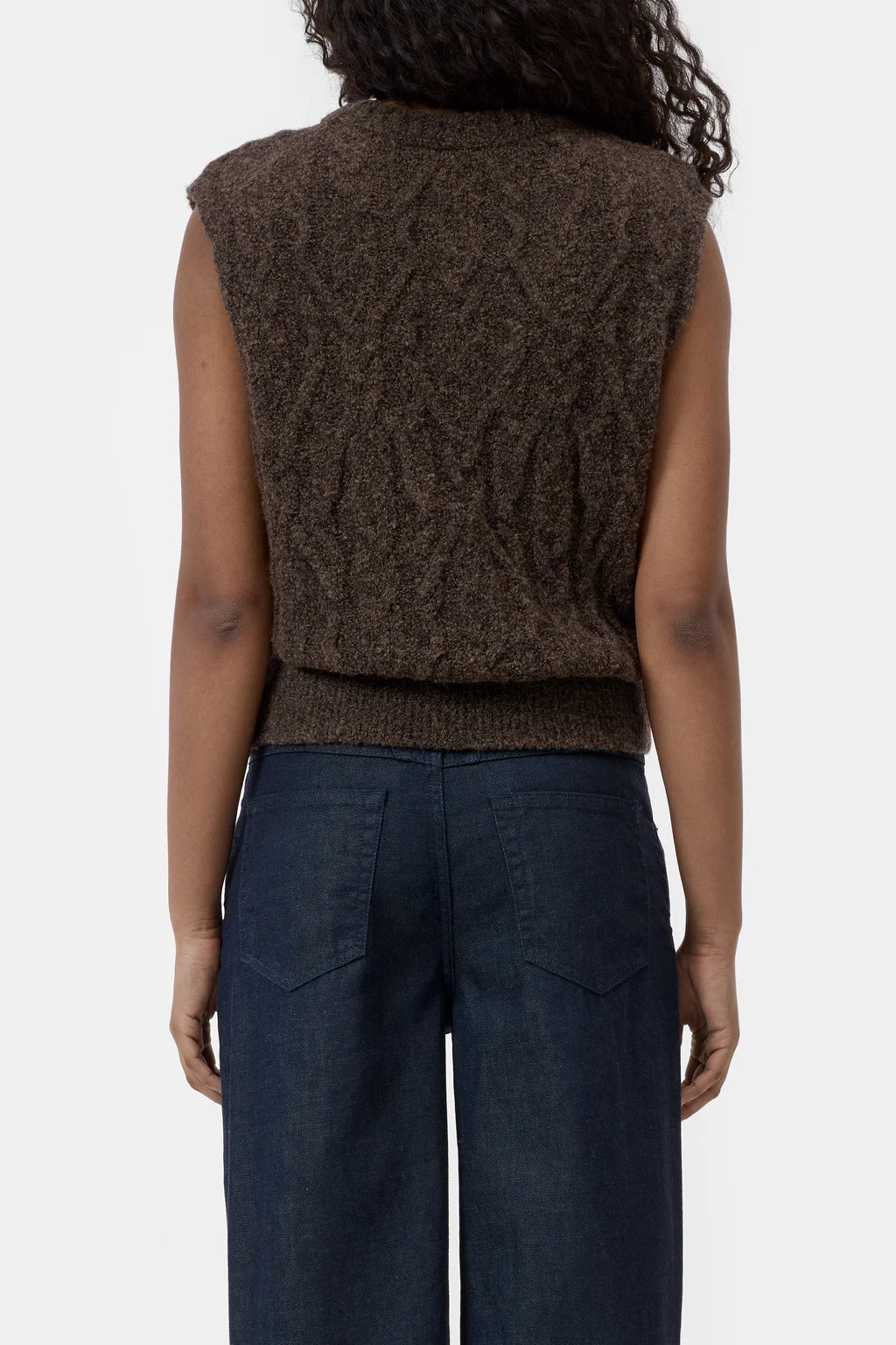 CLOSED CABLE KNIT GILET MAHAGONY BROWN