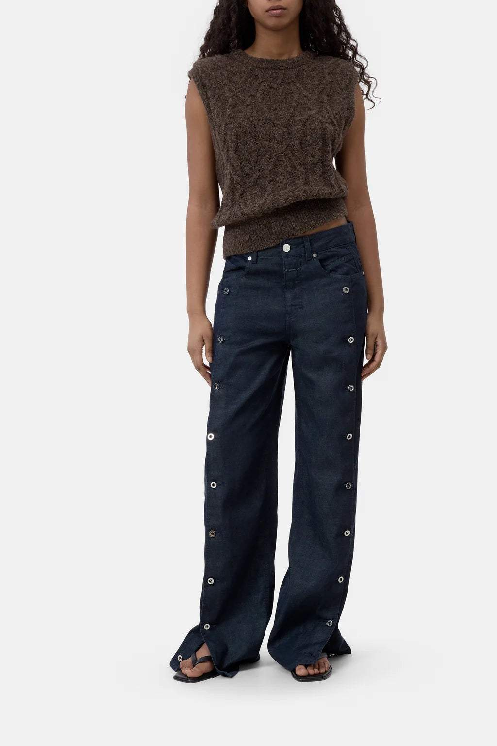 CLOSED CABLE KNIT GILET MAHAGONY BROWN