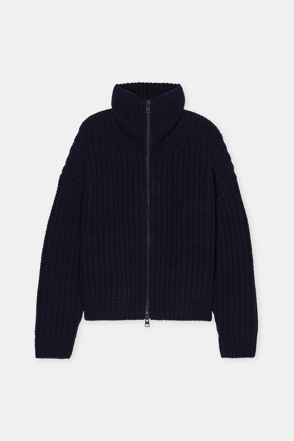 CLOSED WOOL HIGH COLLAR CARDIGAN WITH ZIP DARK NIGHT