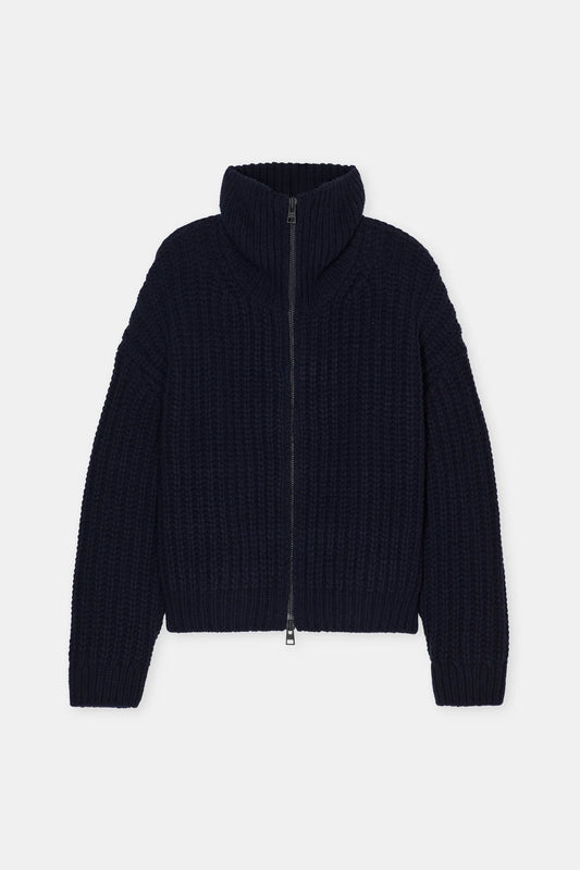 CLOSED WOOL HIGH COLLAR CARDIGAN WITH ZIP DARK NIGHT