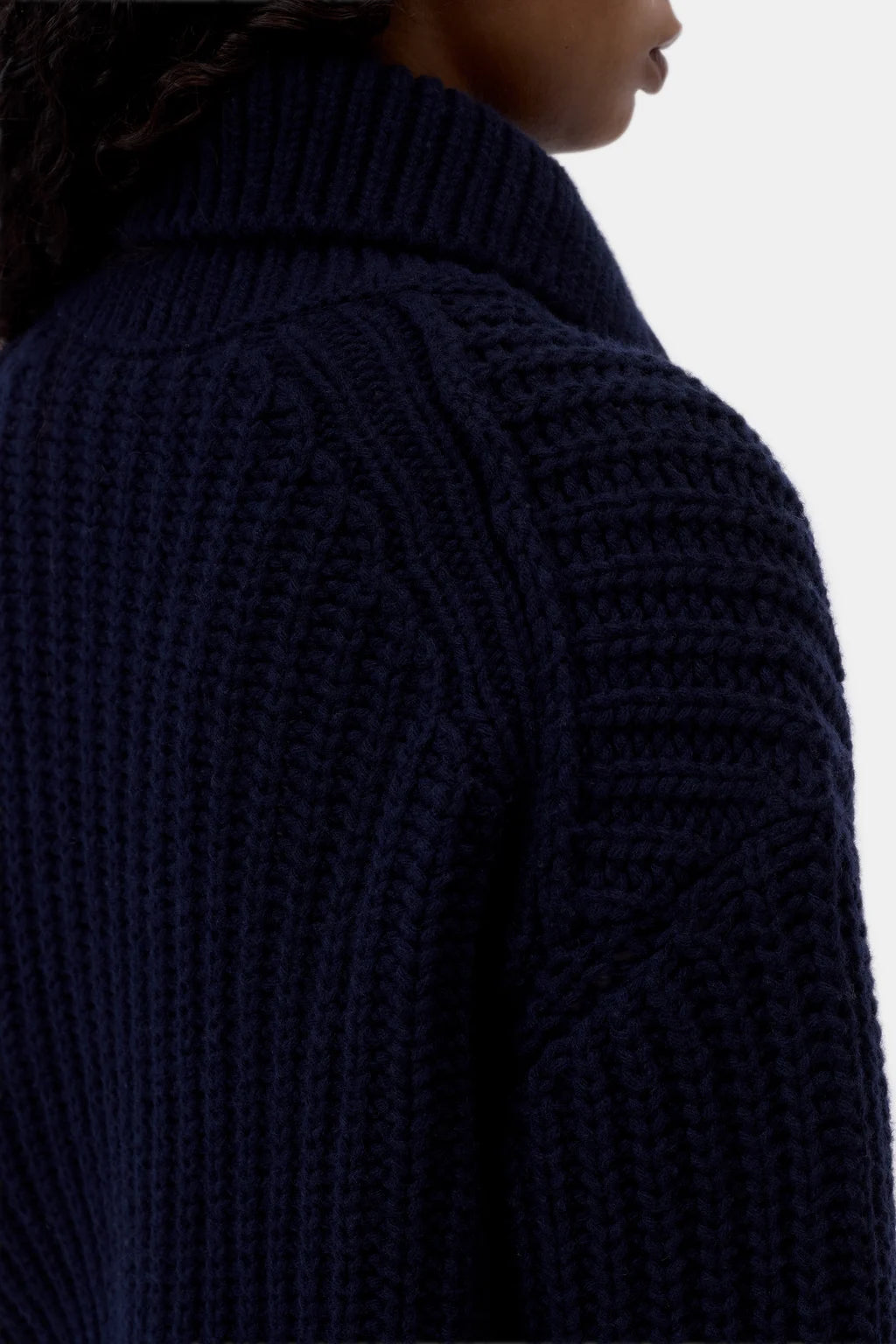 CLOSED WOOL HIGH COLLAR CARDIGAN WITH ZIP DARK NIGHT