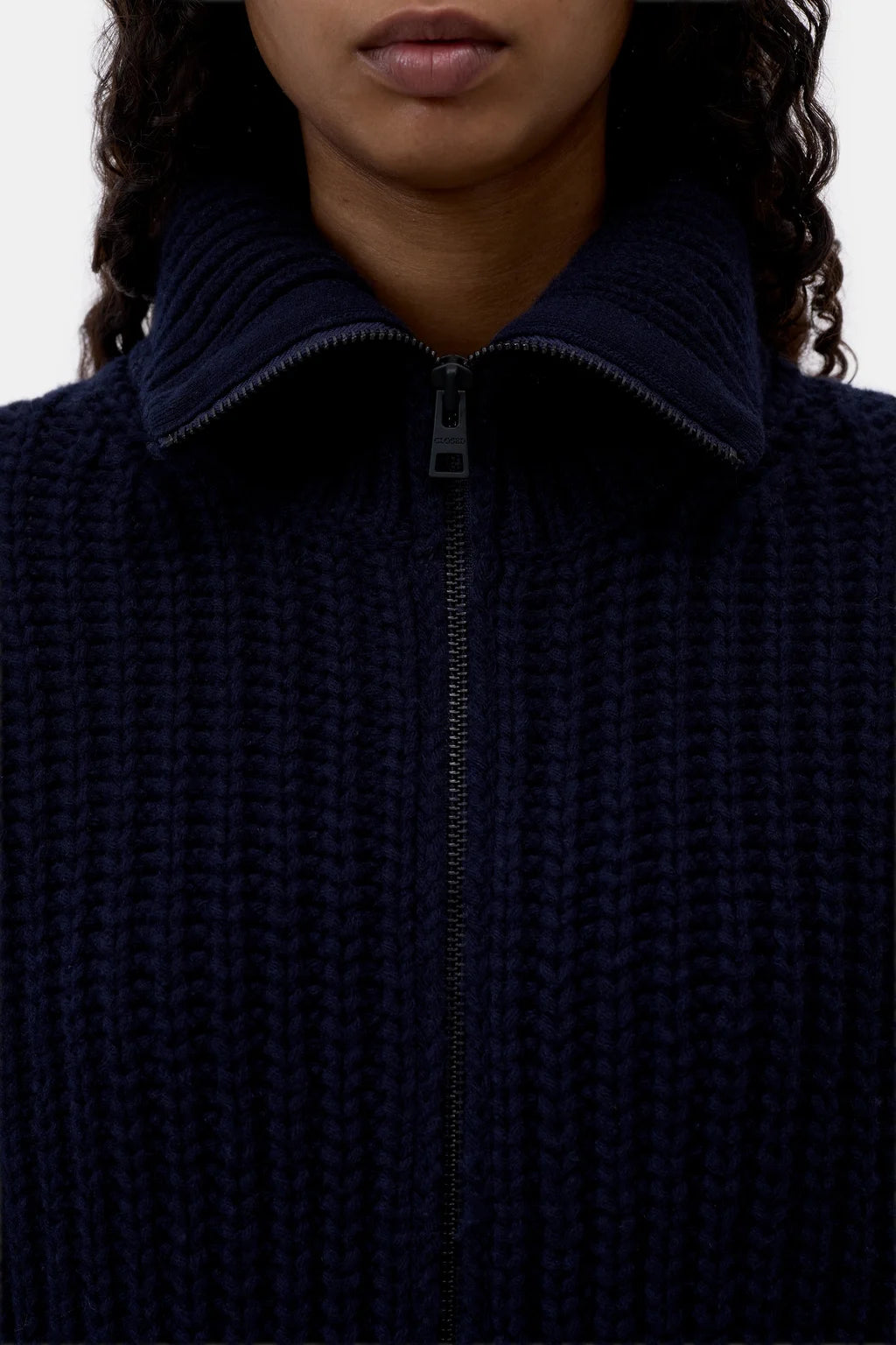 CLOSED WOOL HIGH COLLAR CARDIGAN WITH ZIP DARK NIGHT