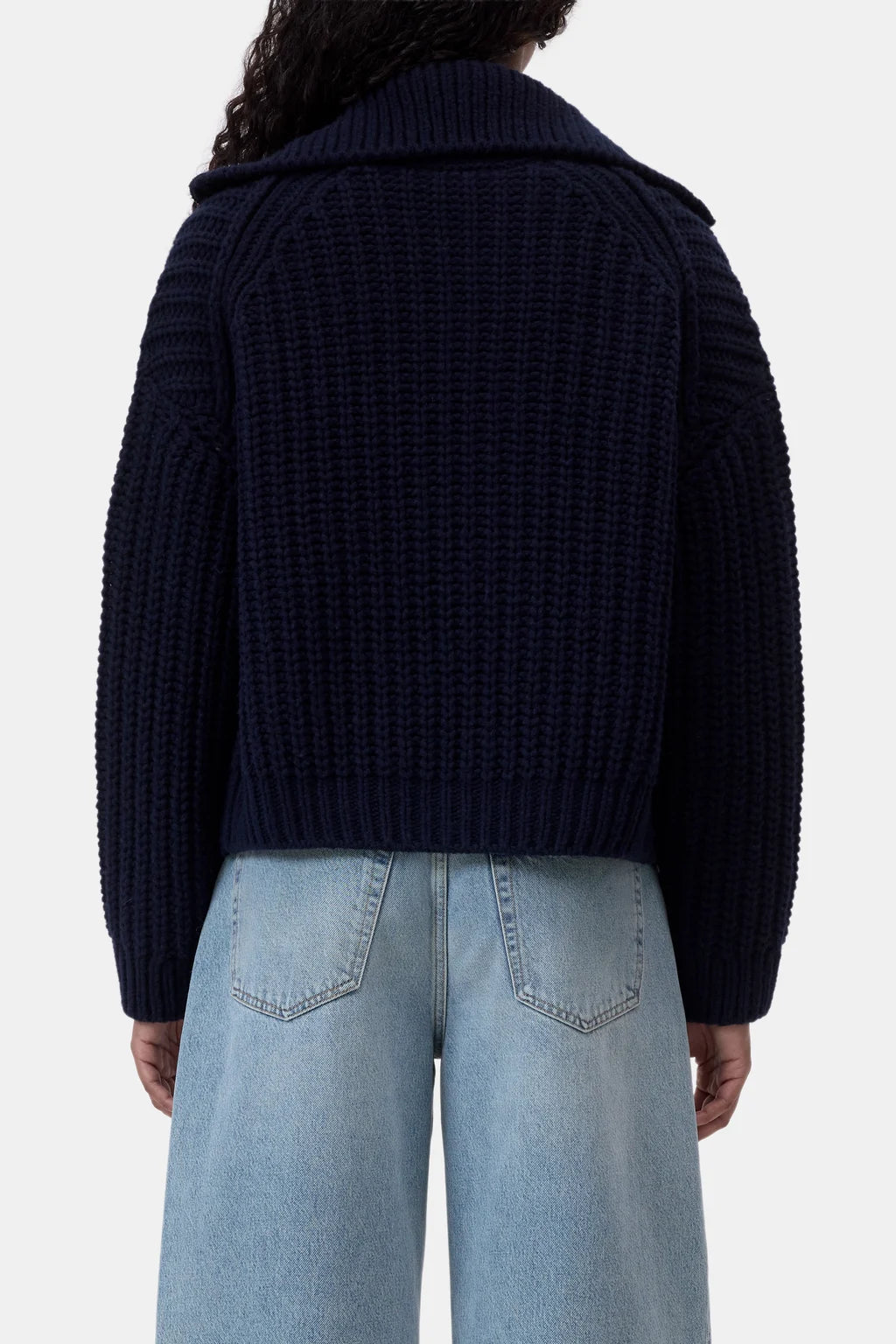 CLOSED WOOL HIGH COLLAR CARDIGAN WITH ZIP DARK NIGHT