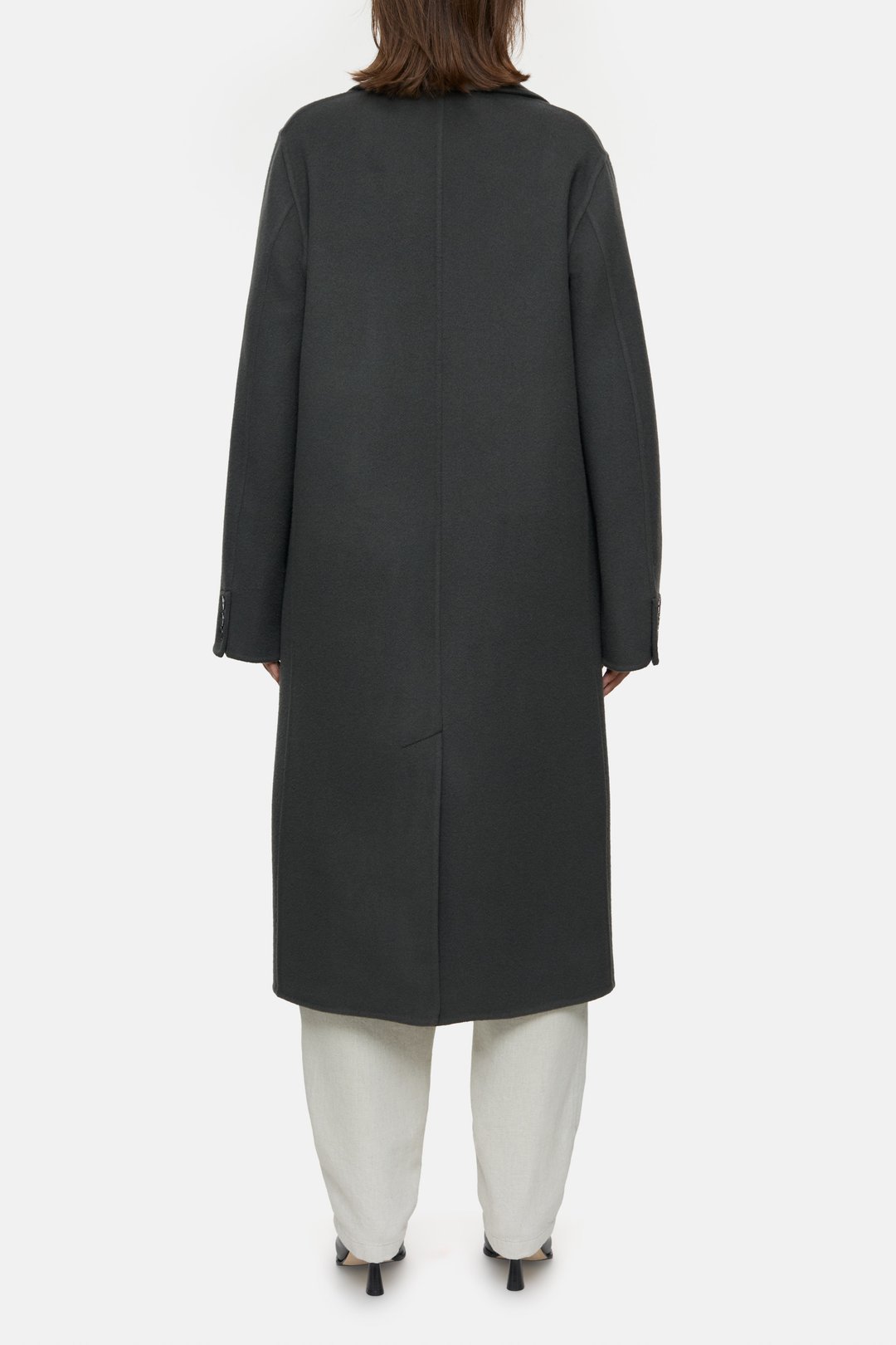 CLOSED DOUBLE BREASTED WOOL COAT GRIJS