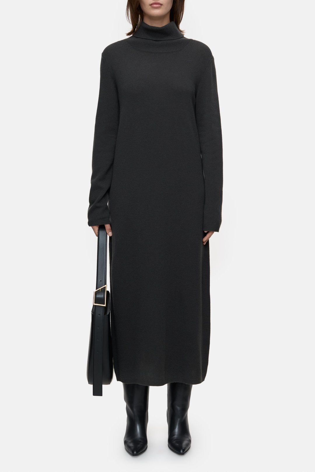 CLOSED WOOL TURTLENECK DRESS BRUIN/GRIJS