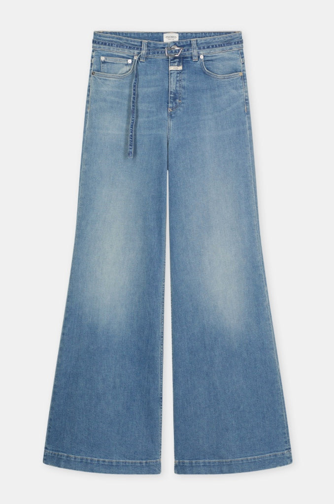 CLOSED GLOW-UP WIDE FIT FLARED MID BLUE STRETCH JEANS - S. LABELS