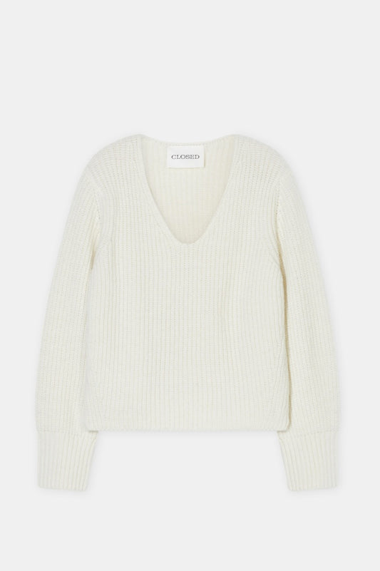 CLOSED V-NECK KNIT TRUI IVORY
