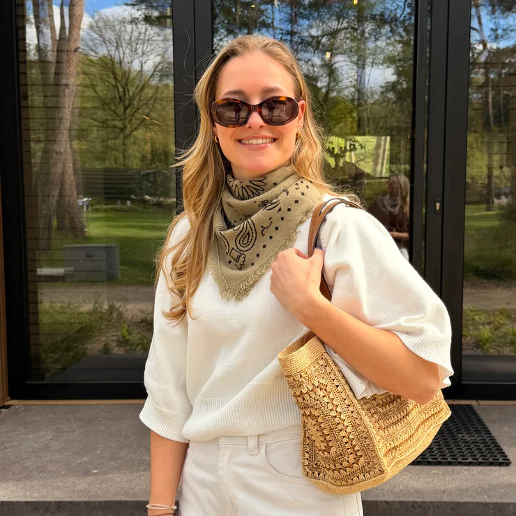 STUDIO LAVENDEL CASHMERE BANDANA KHAKI - S. LABELS