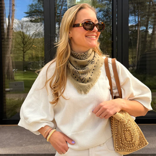 STUDIO LAVENDEL CASHMERE BANDANA KHAKI - S. LABELS