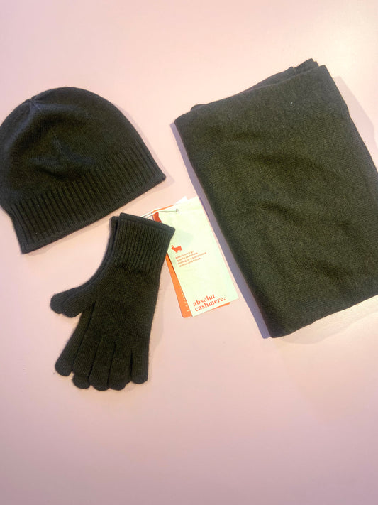 ABSOLUT CASHMERE SET MUTS+SJAAL+HANDSCHOENEN BROWNIE