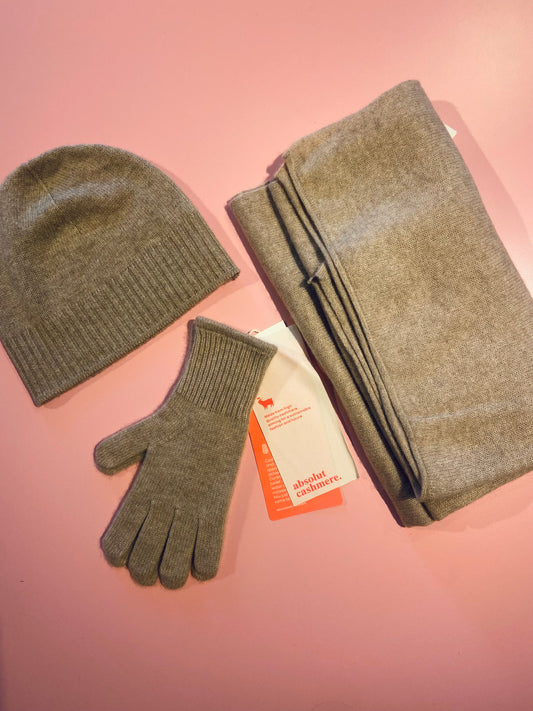 ABSOLUT CASHMERE SET MUTS+SJAAL+HANDSCHOENEN CHESTNUT