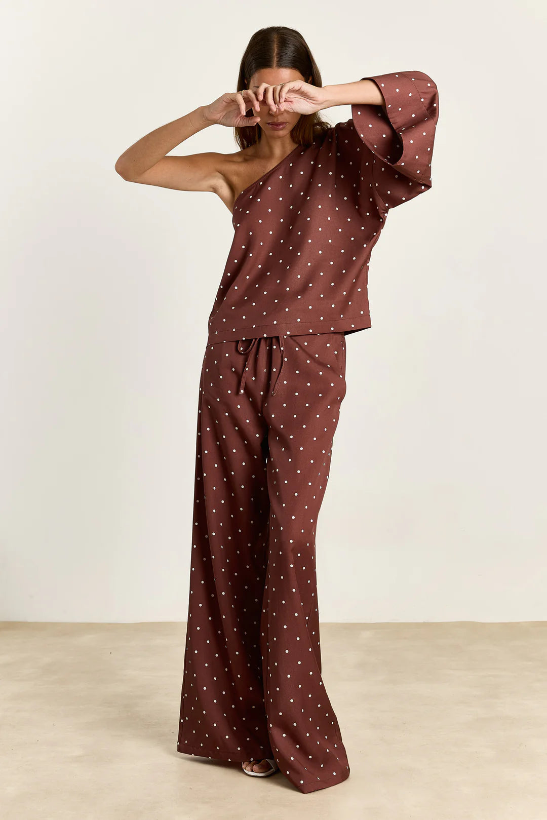 STUDIO CLIQUE PEARL WIDE TROUSERS POLKA DOT BROWN