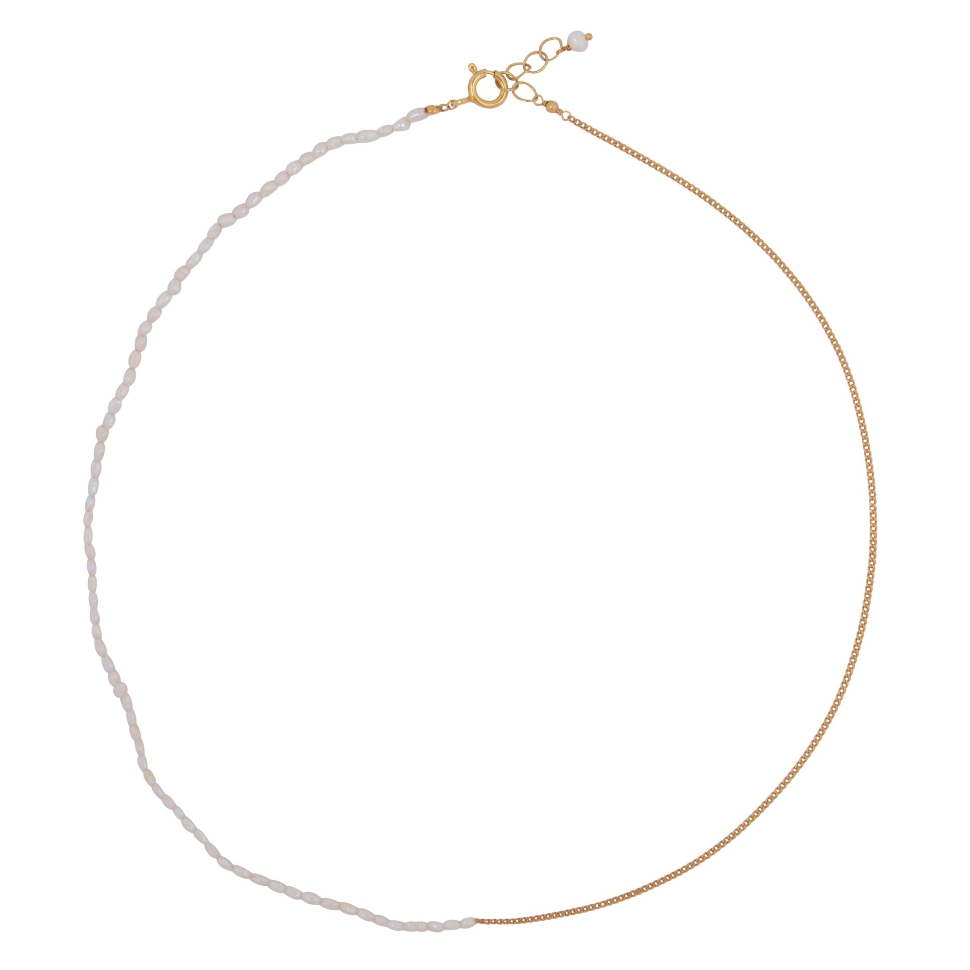 BETYY BOGAERS Half Pearl Half Chain Necklace Gold Plated - S. LABELS
