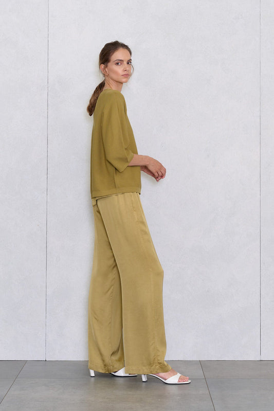 NO MAN'S LAND GLANZENDE BROEK OLIVE - S. LABELS