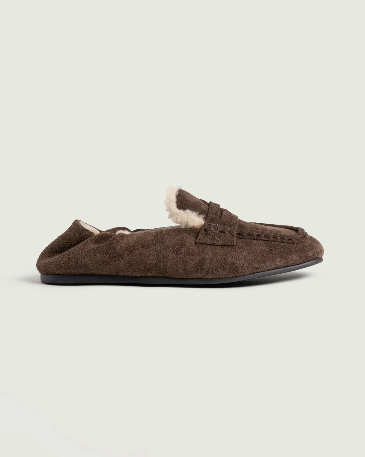 POSA PENNY LOAFER SQUARE FUR DARK BROWN