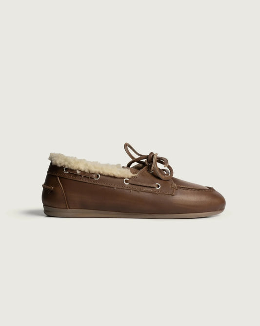 POSA BOAT LOAFER LEATHER FUR BROWN
