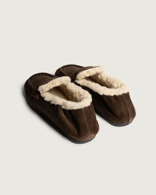 POSA PENNY LOAFER SQUARE FUR DARK BROWN