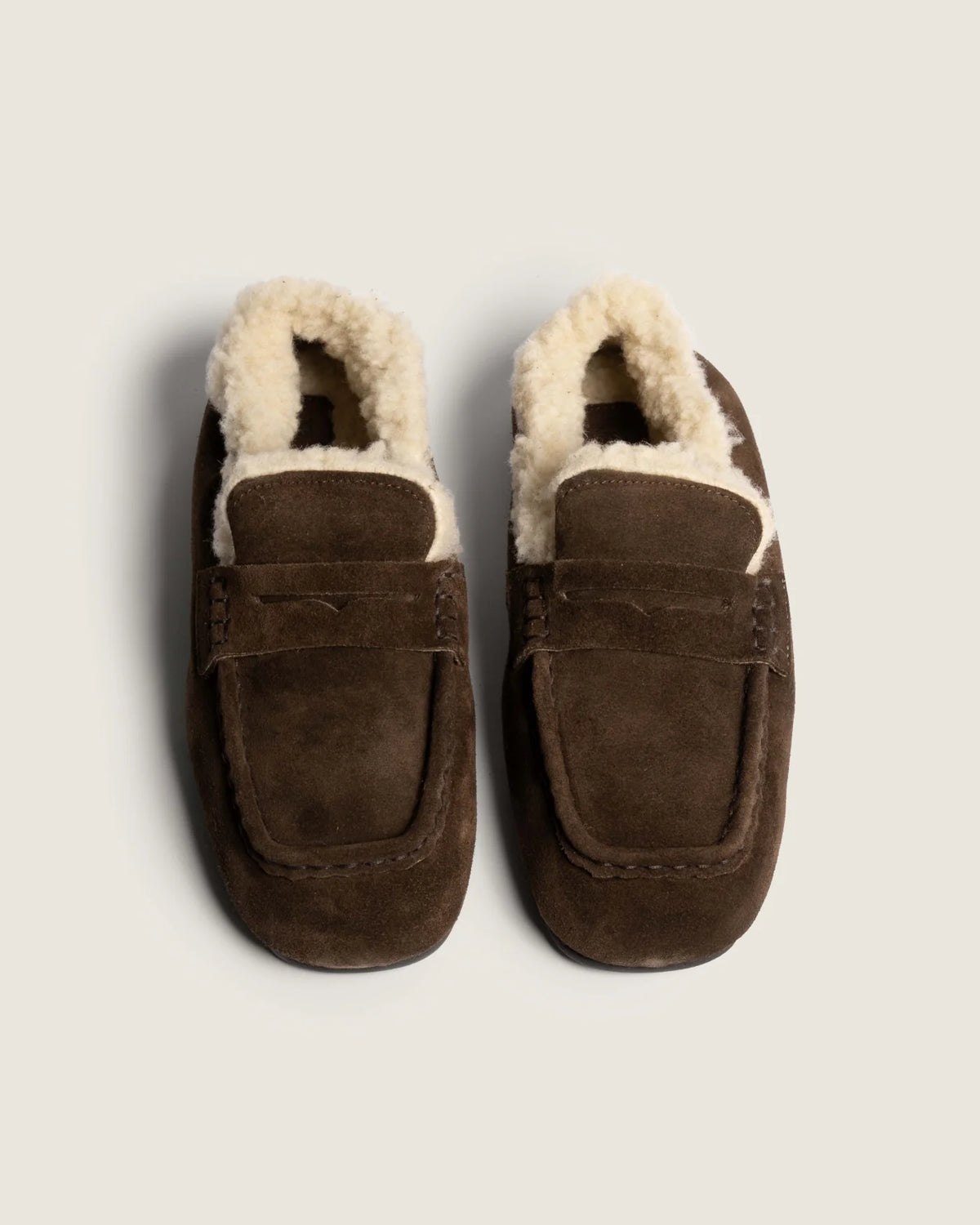 POSA PENNY LOAFER SQUARE FUR DARK BROWN