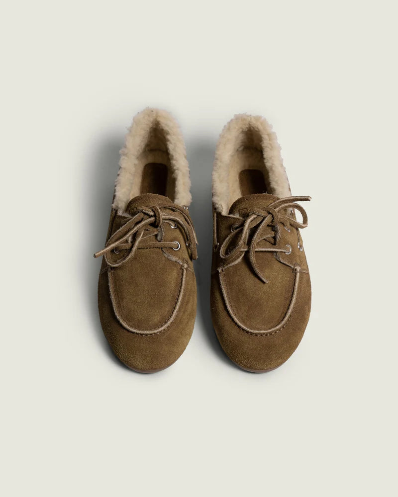 POSA BOAT LOAFER SUEDE FUR DESERT TAN