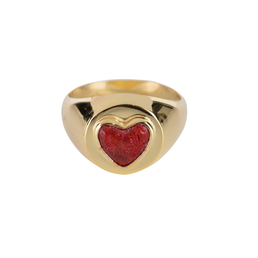 BETTY BOGAERS Red Heart Ring Gold Plated