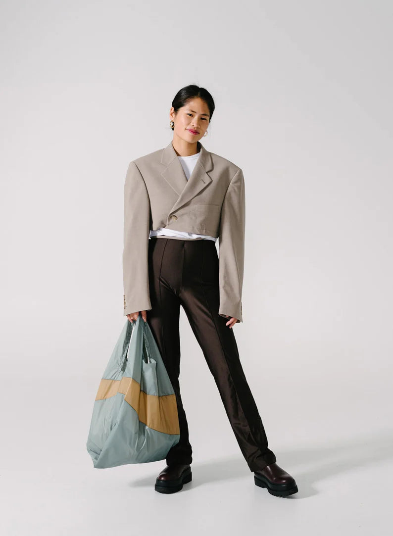 SUSAN BIJL SHOPPING BAG LARGE GREY&CAMEL