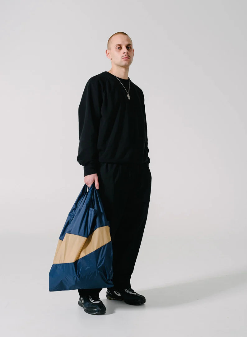 SUSAN BIJL SHOPPING BAG LARGE NAVY&CAMEL