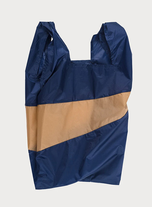 SUSAN BIJL SHOPPING BAG LARGE NAVY&CAMEL
