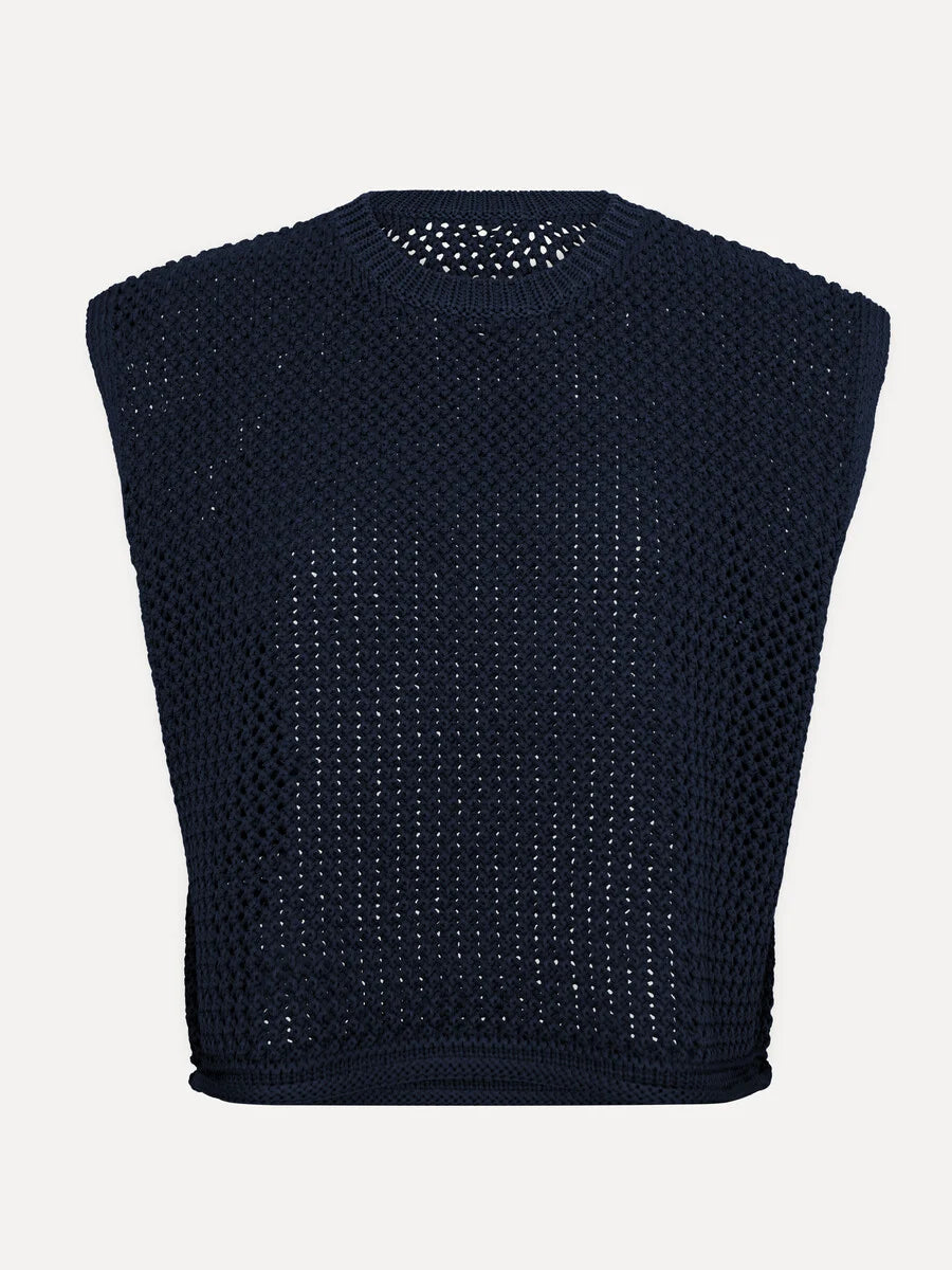 LES SOEURS GEBREIDE TOP MORI NAVY