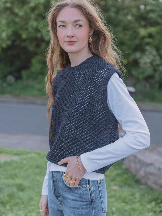 LES SOEURS GEBREIDE TOP MORI NAVY